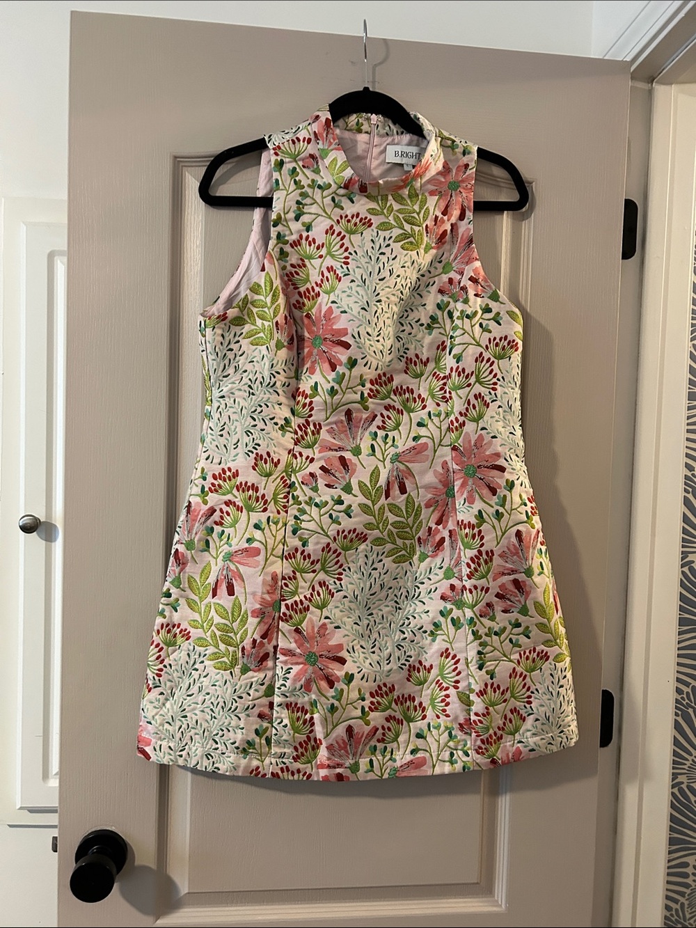 Bright Floral Sleeveless Dress - Pink & Green